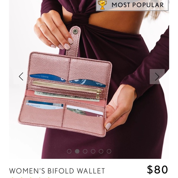 New Portland Leather Supernova Metallic Pink Bifold Wallet Large - Picture 1 of 6